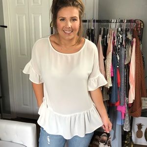 Gibson Bell Sleeve Peplum Top Medium